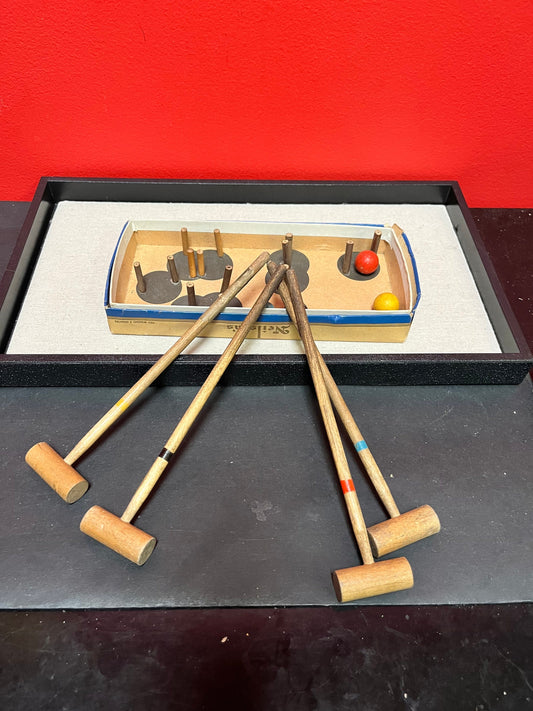 Absolutely amazing miniature table croquet set  early 1900s  one of a kind