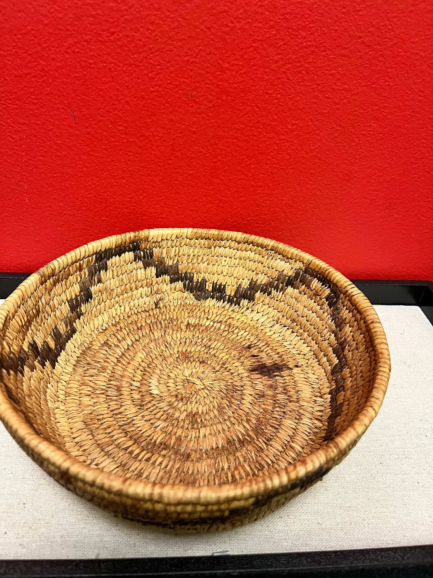 Absolutely fabulous 8 x 3 high indigenous First Nations pacific northwest coast Salish weaved basket  very nice example