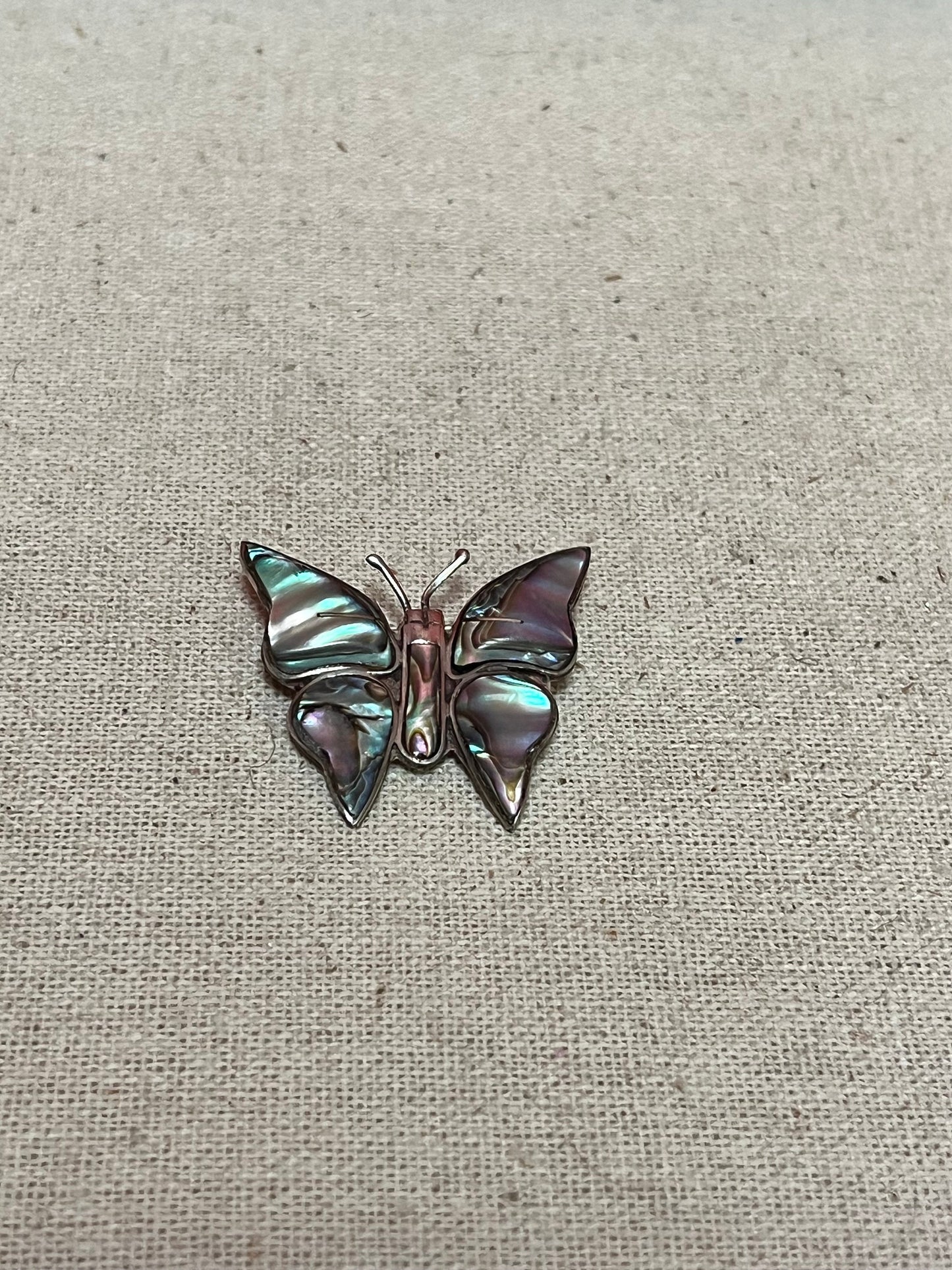 Absolutely fabulous 1 inch Mexican signed sterling and abalone butterfly brooch - Great Condition and Great gift