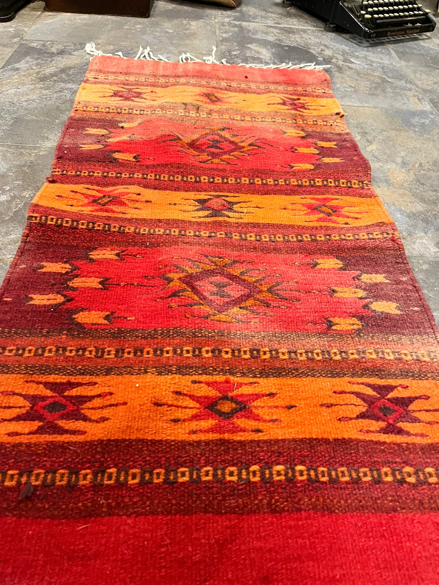 Fantastic authentic 43 x 20 Navajo Rug carpet  nice both sides  great design and colour