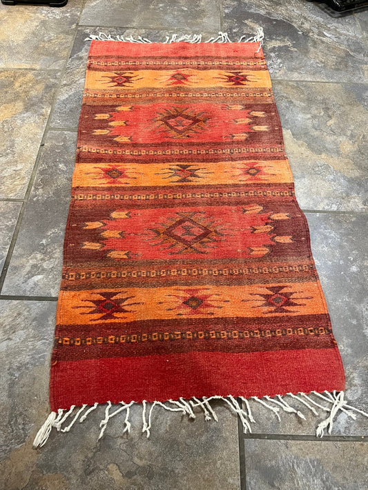 Fantastic authentic 43 x 20 Navajo Rug carpet  nice both sides  great design and colour