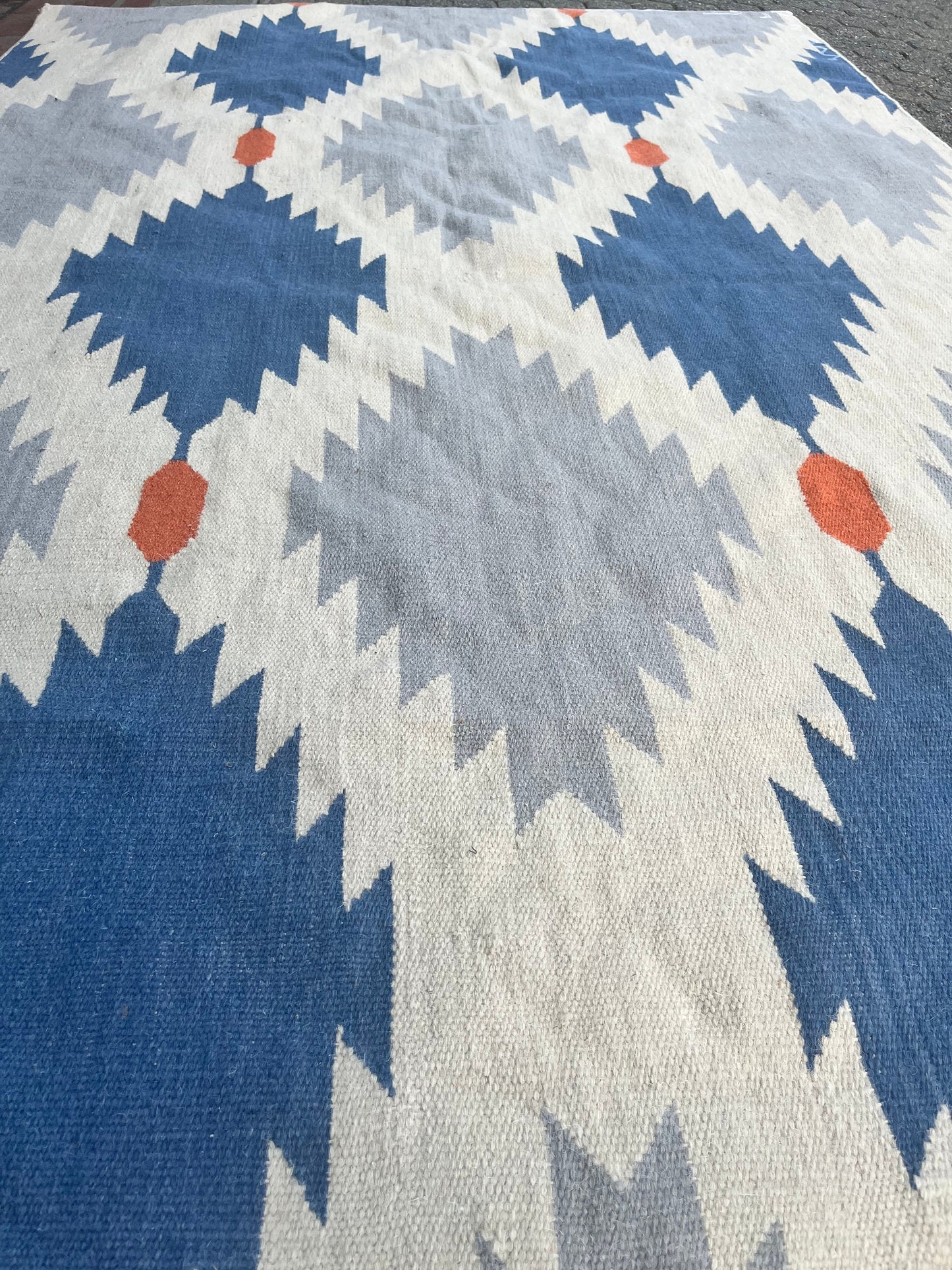 Approx 96 x 58 authentic wonderful Navajo wrote rug carpet  huge  little glue in the corners to see photo - wow