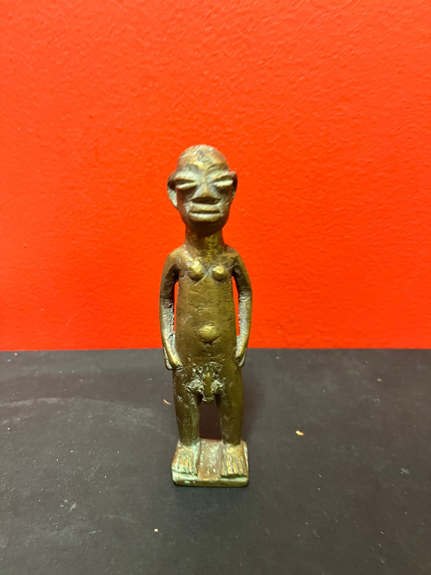 Lovely 6 inch Antique african Benin bronze man with lovely Patina