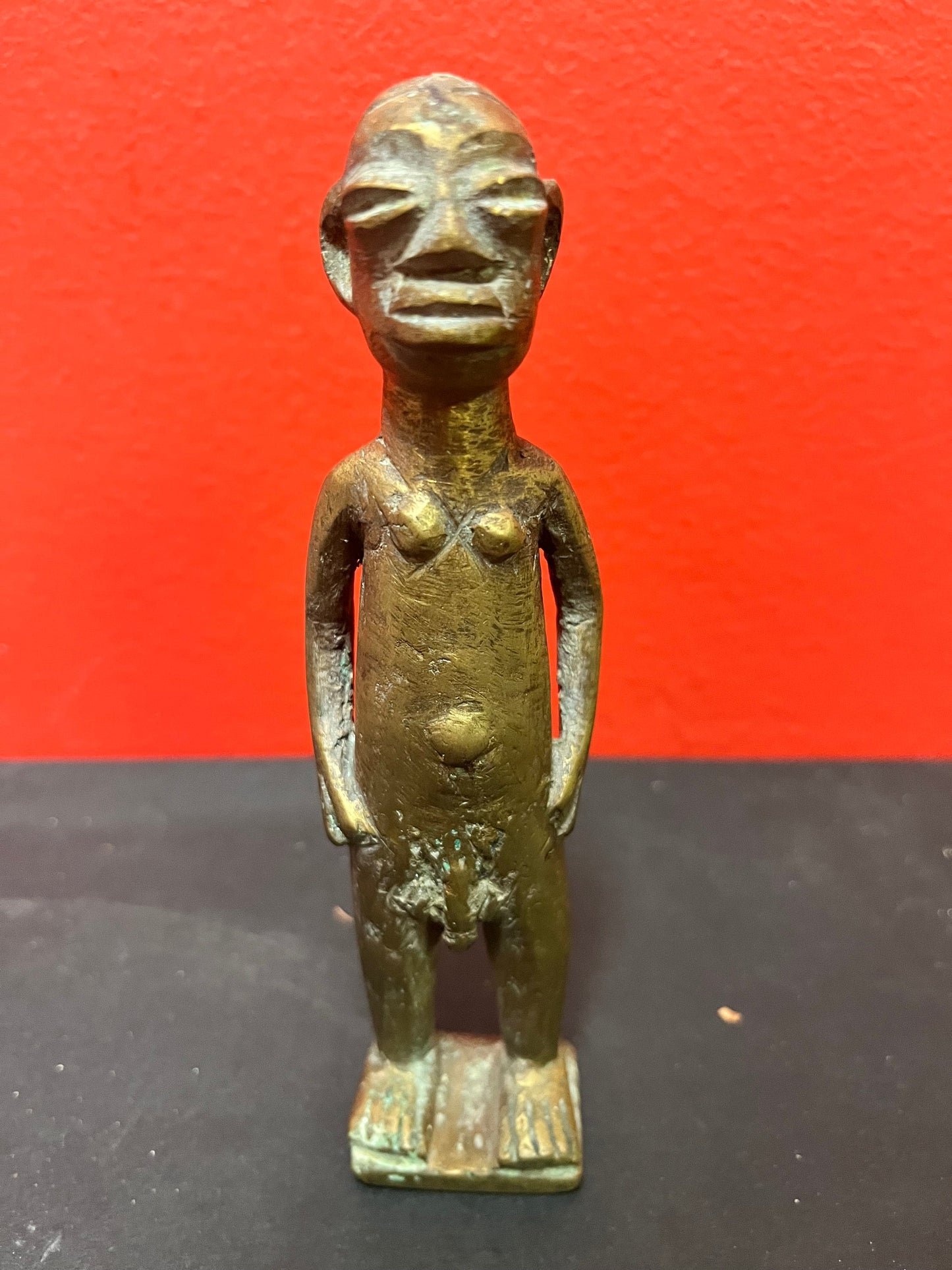 Lovely 6 inch Antique african Benin bronze man with lovely Patina