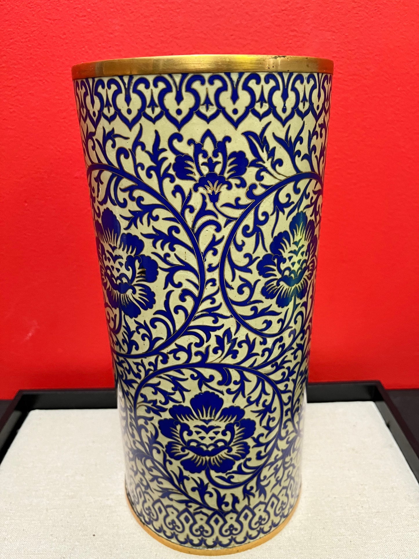 Absolutely stunning mid 20th century perfect condition Chinese cloisonné vase  wonderful detail  two available  original stamp on bottom