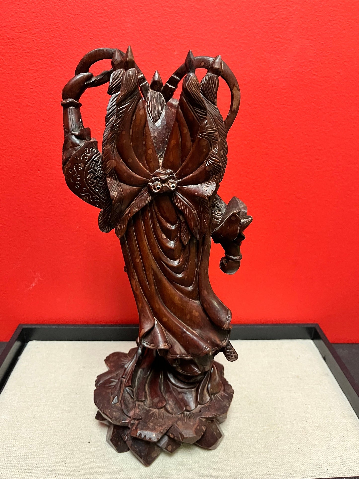 Stunning Chinese antique Rosewood 12 inch high statue pff a deity  immaculate condition, and gorgeous detail wow