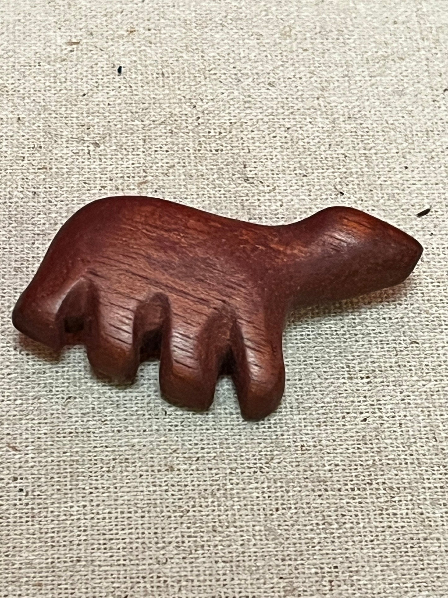 Unusual 2 inch long MCM teak bear brooch