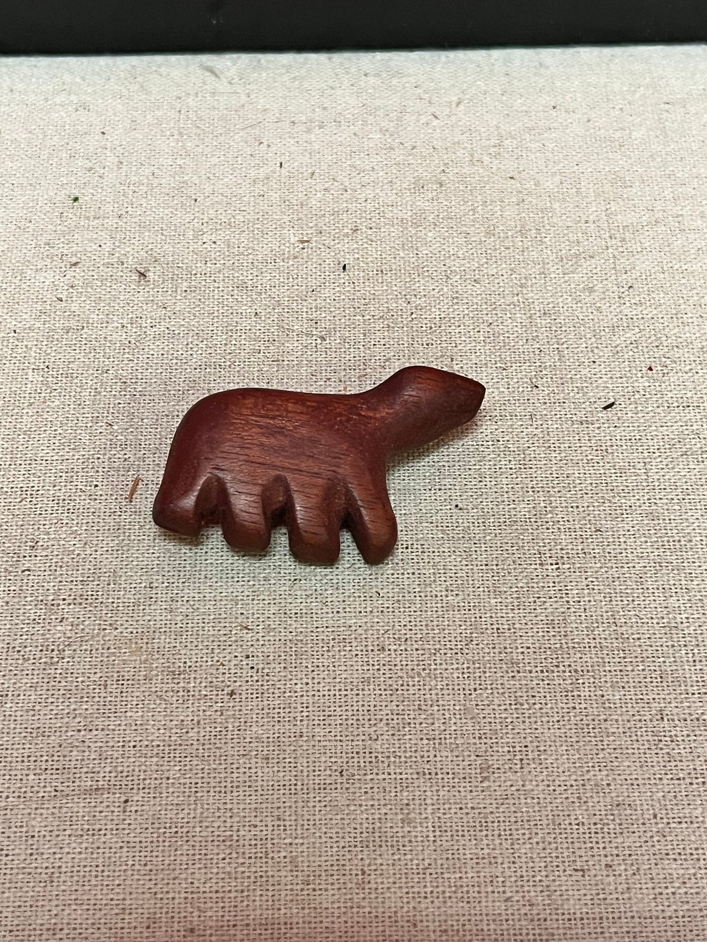 Unusual 2 inch long MCM teak bear brooch