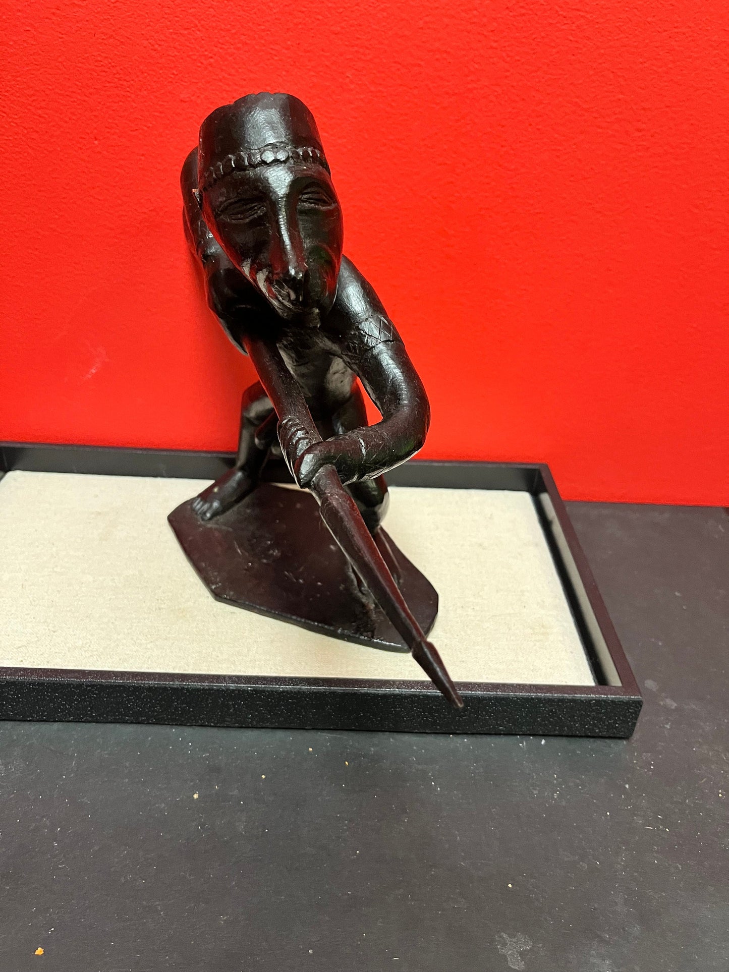 Lovely 13 x 10 African statue of a warrior   fully exposed and ready for war  wow