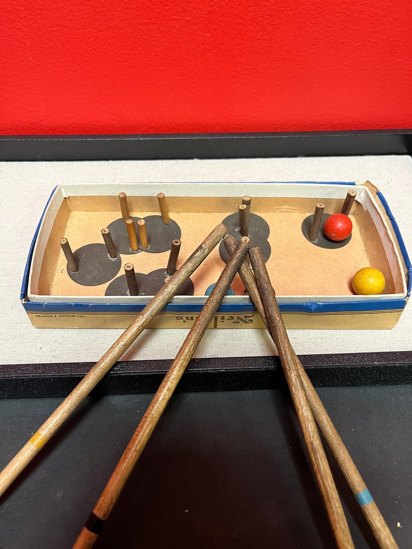 Absolutely amazing miniature table croquet set  early 1900s  one of a kind