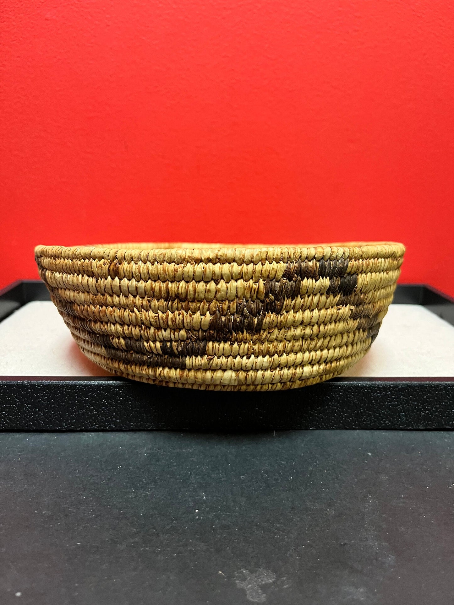 Absolutely fabulous 8 x 3 high indigenous First Nations pacific northwest coast Salish weaved basket  very nice example