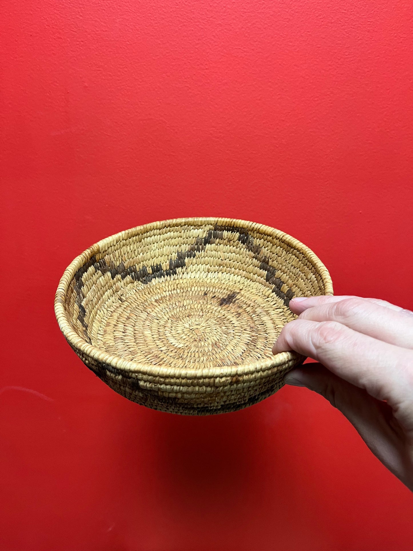 Absolutely fabulous 8 x 3 high indigenous First Nations pacific northwest coast Salish weaved basket  very nice example