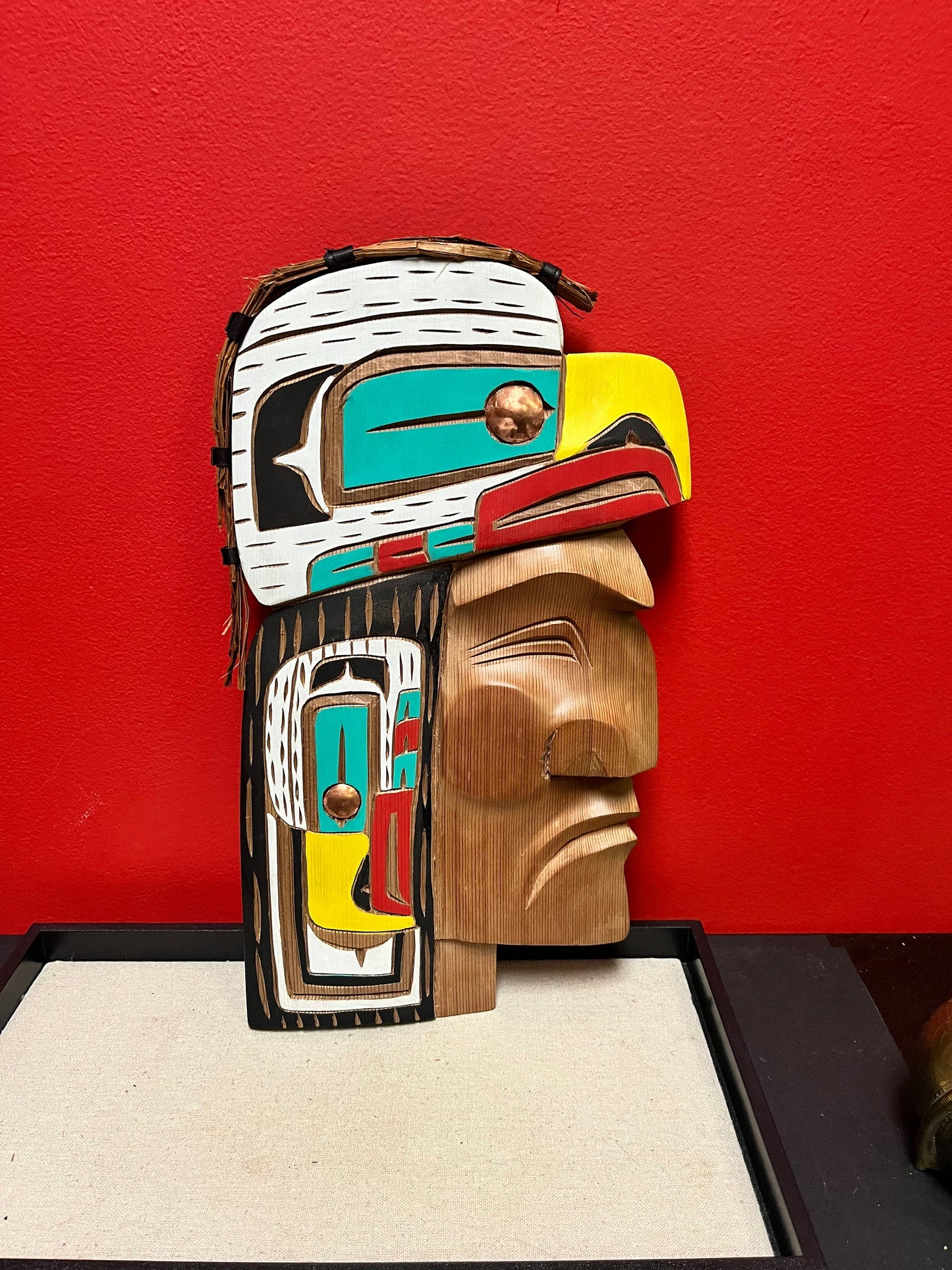 Stunning 15 x 8 indigenous first nations Pacific northwest coast, Bradley Joseph Junior  Eagle chief plaque  vibrant color,wonderful detail