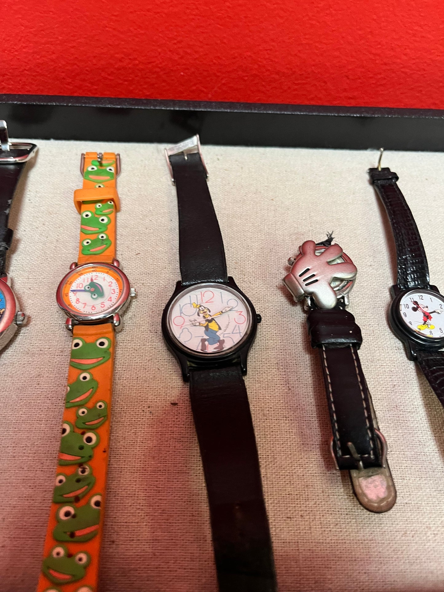 Five Disney watches   as is  final sale  perfect for tinkering or resale