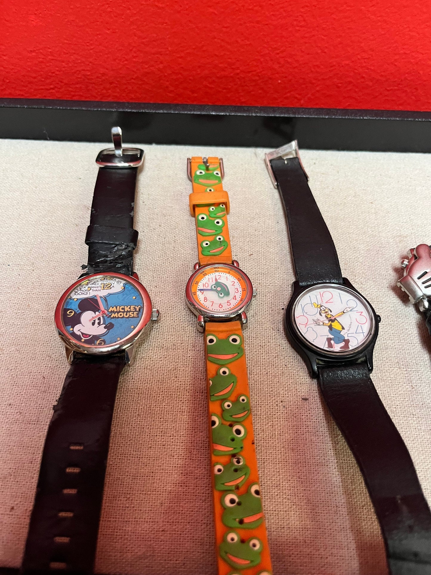 Five Disney watches   as is  final sale  perfect for tinkering or resale