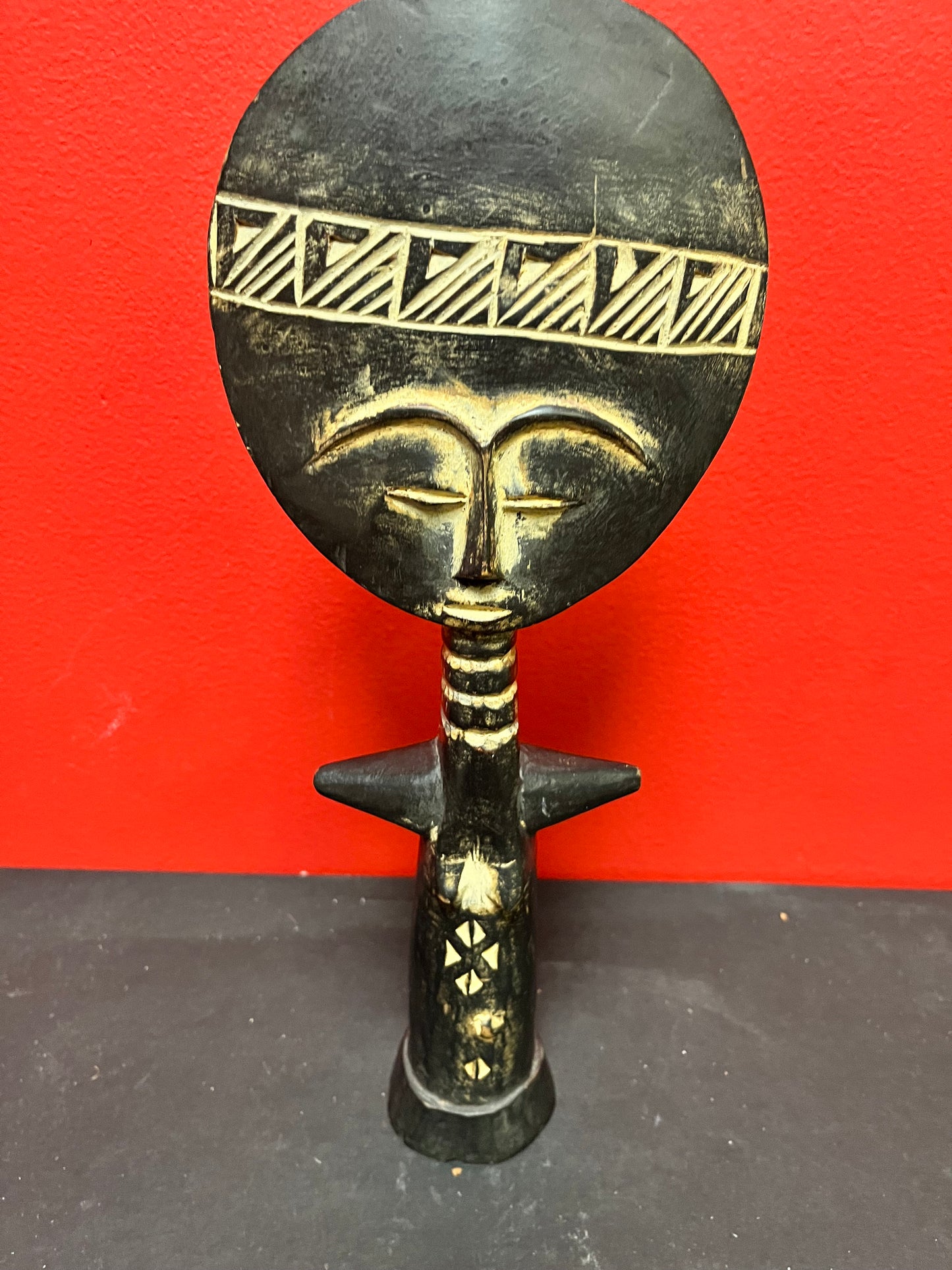 Lovely 14 inch African Ashanti statue   wooden treasure  older piece