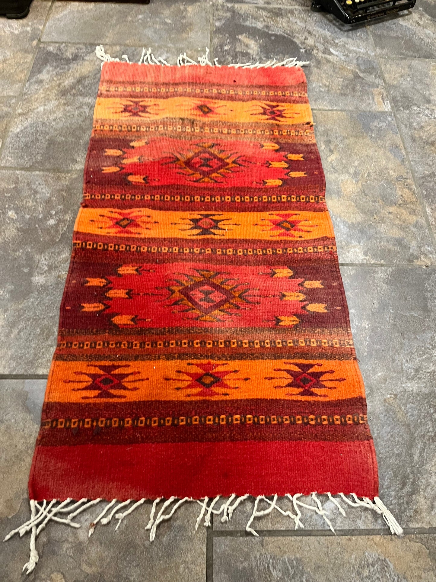 Fantastic authentic 43 x 20 Navajo Rug carpet  nice both sides  great design and colour