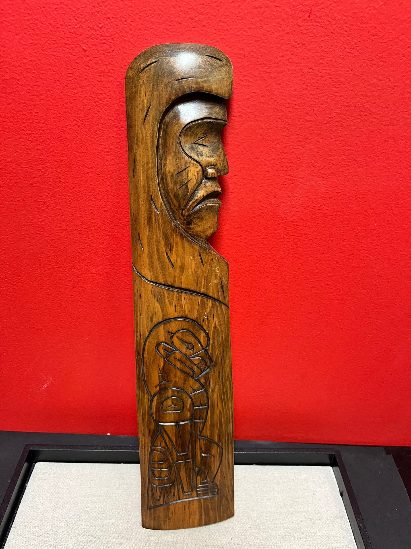 Lovely 18 x 4 signed eagle chief - indigenous first nations Pacific Northwest coast beauty - ready to hang