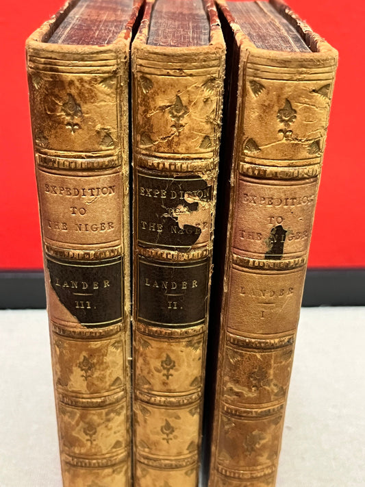 Wonderful complete three volume set expedition to the Niger by Richard and John Lander  - 1832   good antique condition