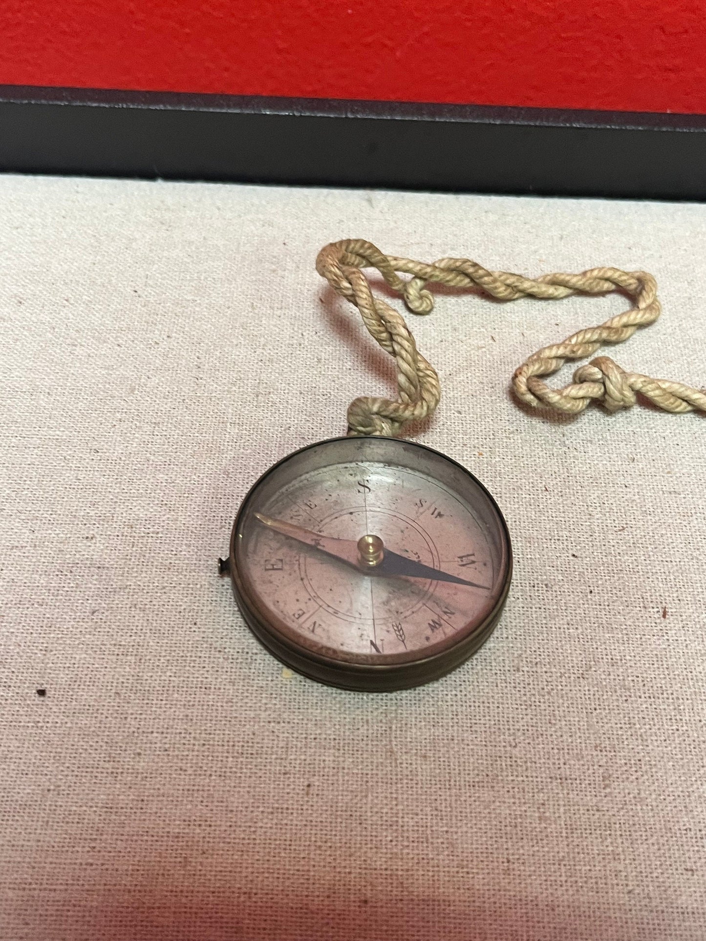 2 inch antique  brass compass   Seems to work, but sold  as is