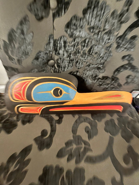 Stunning 15 x 5 high signed Neil Baker indigenous first nations specific northwest coast cedar bald  eagle  amazing detail great gift