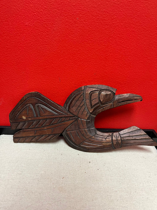 Lovely 12 x 6“ high indigenous First Nations pacific northwest coast hummingbird - signed on back   needs hanger