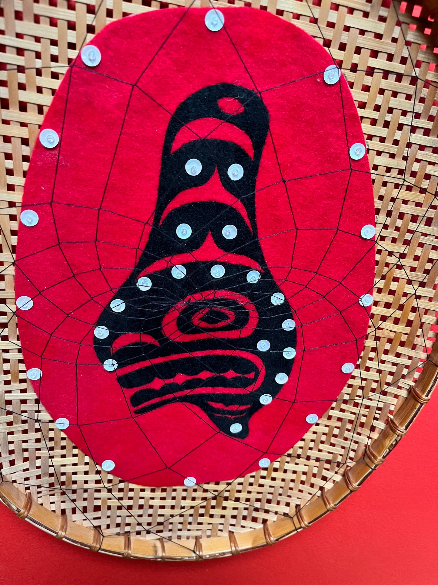 Very unique museum quality 16 x 12“ wide indigenous first nations Pacific northwest coast, Salish blanket art  wow