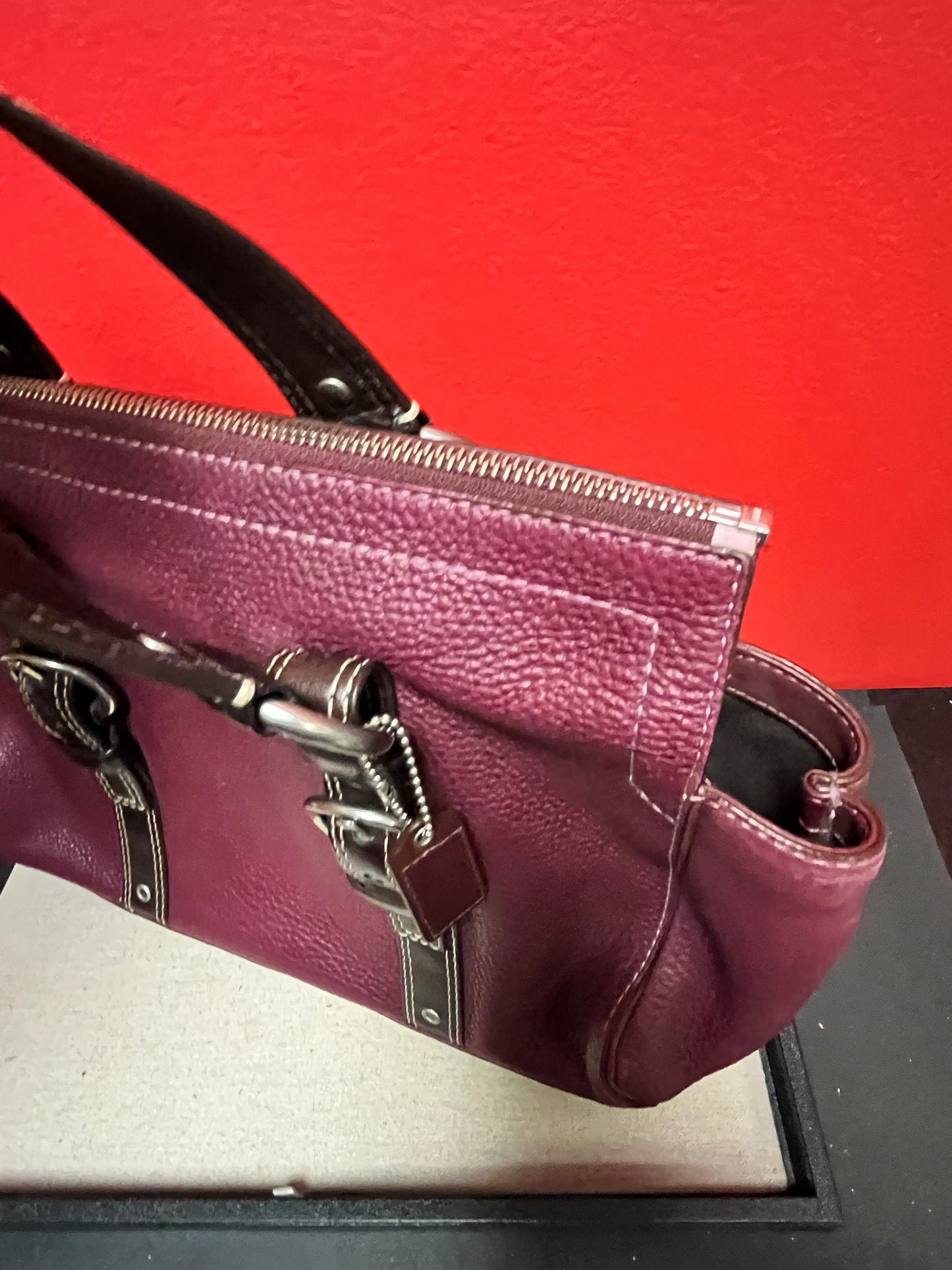 Fabulous authentic burgundy, leather like brand new Coach handbag  with the original serial number  wow  perfect gift  great price