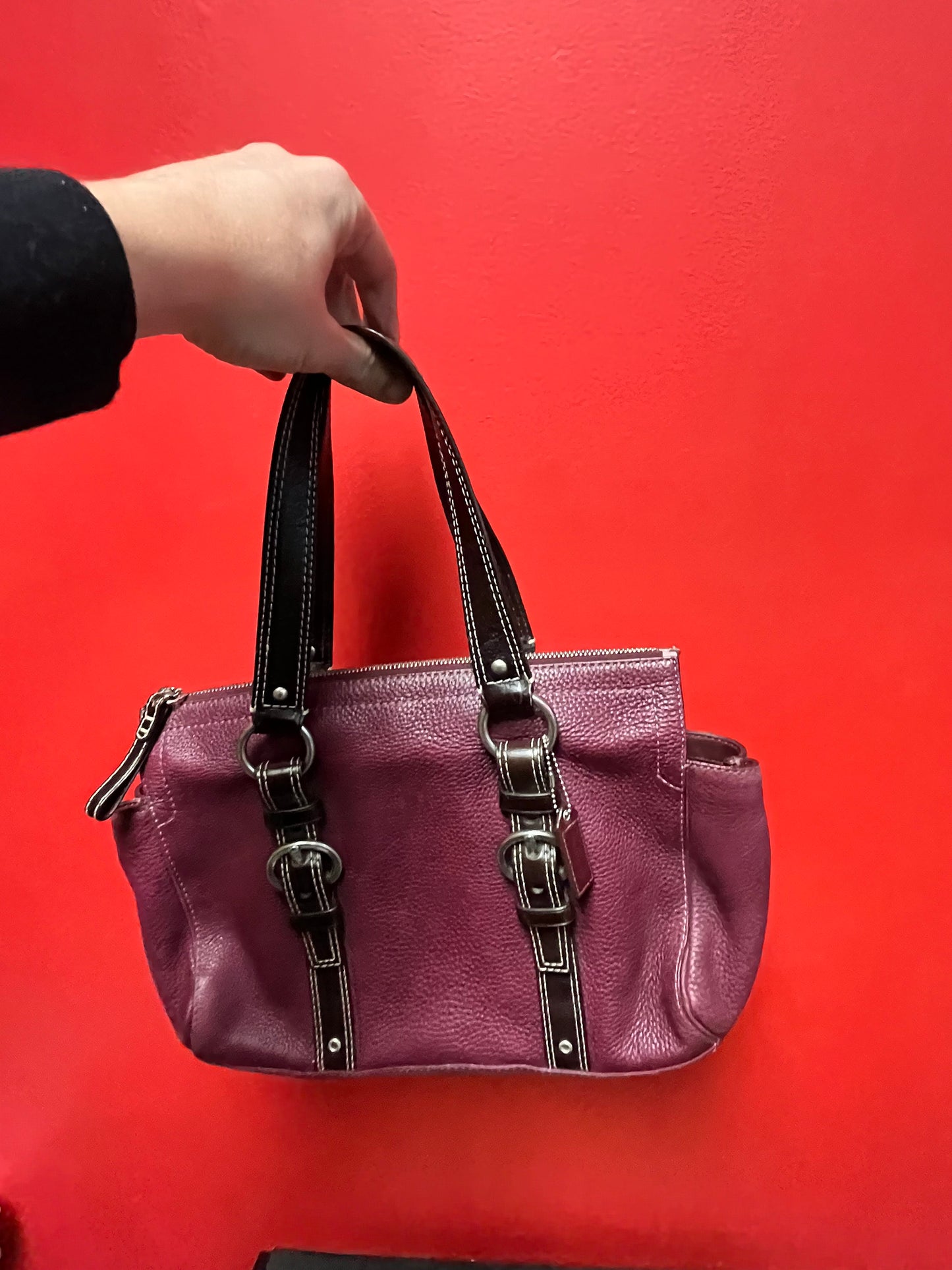 Fabulous authentic burgundy, leather like brand new Coach handbag  with the original serial number  wow  perfect gift  great price