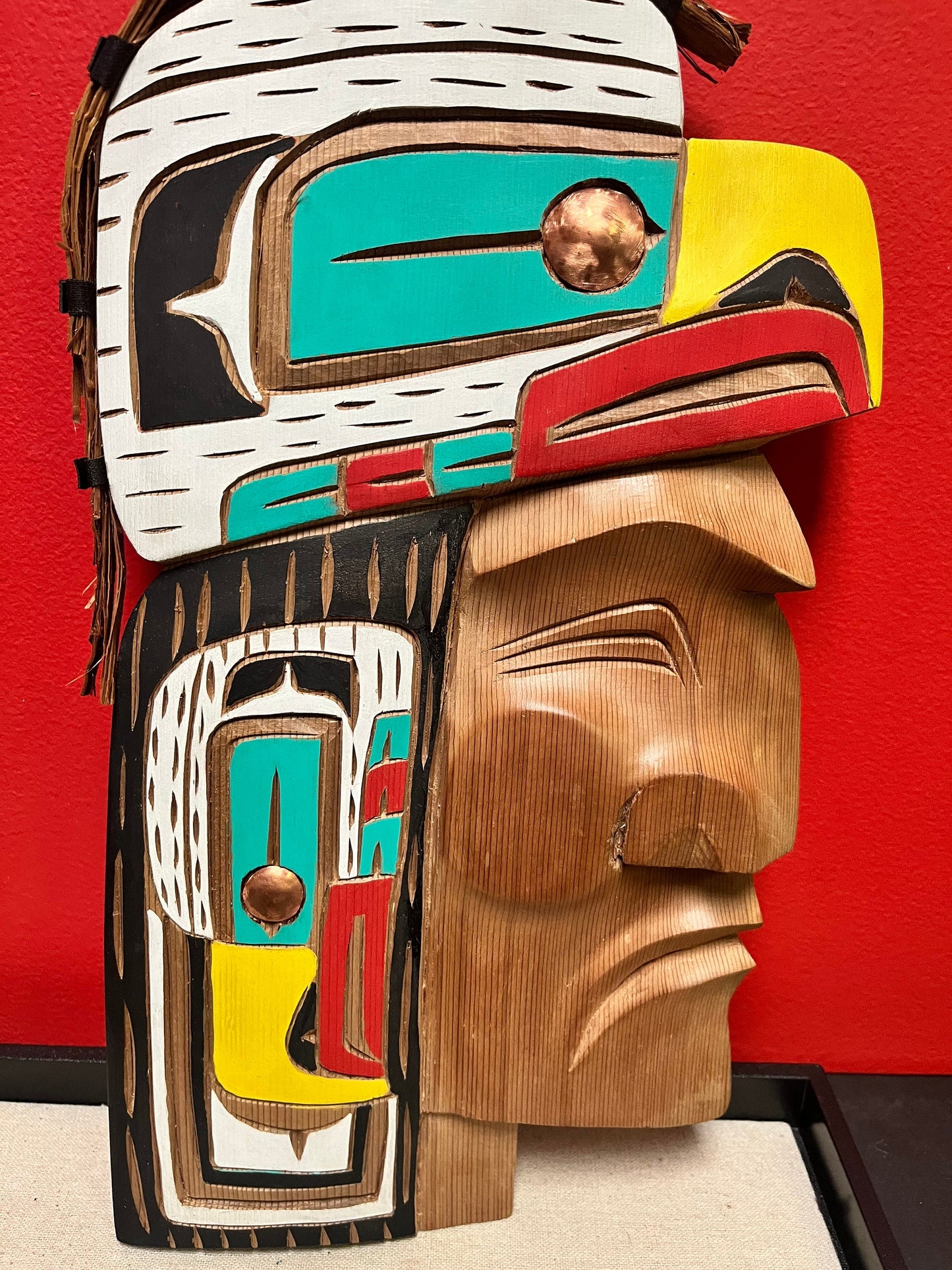 Stunning 15 x 8 indigenous first nations Pacific northwest coast, Bradley Joseph Junior  Eagle chief plaque  vibrant color,wonderful detail