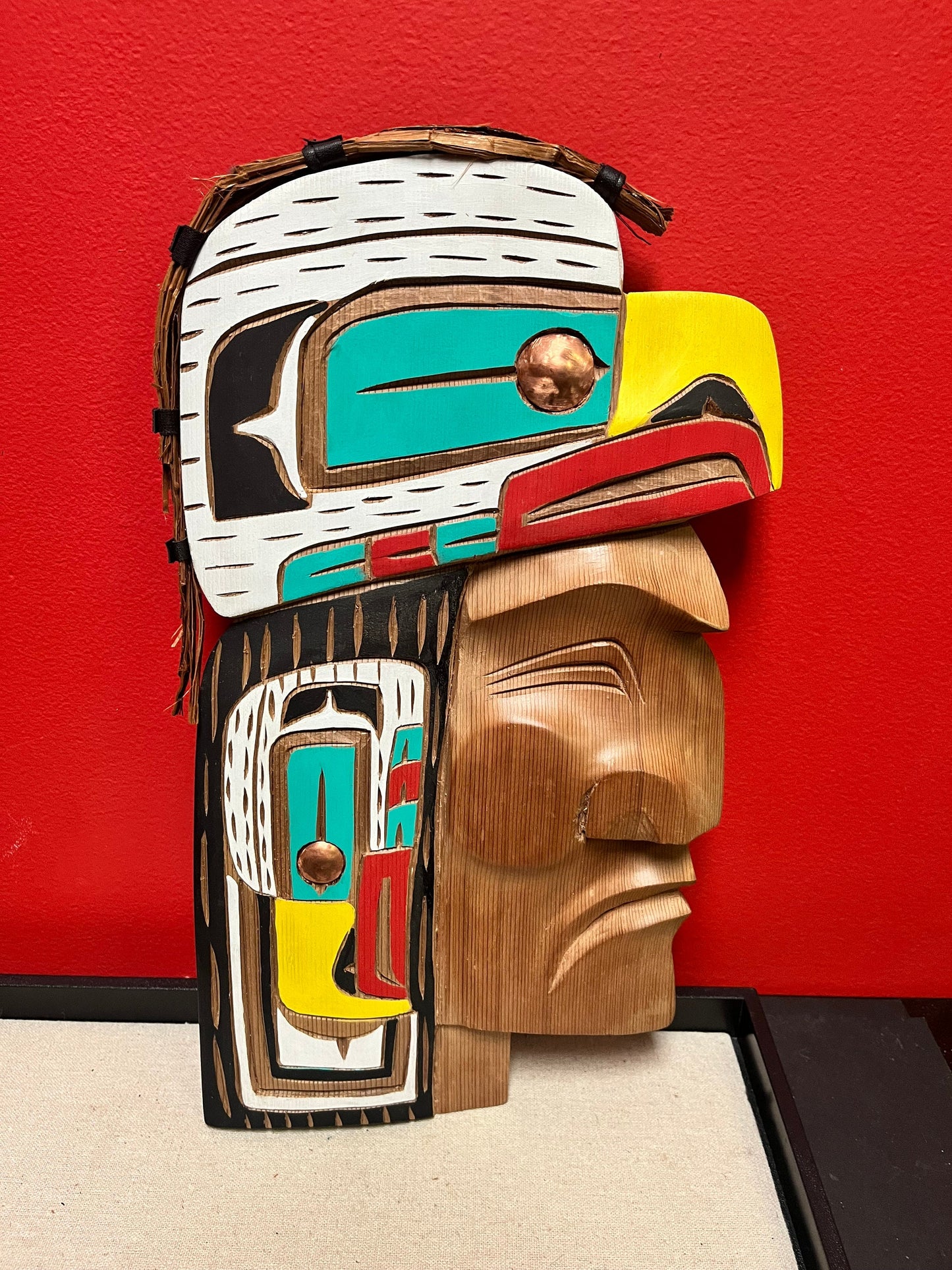 Stunning 15 x 8 indigenous first nations Pacific northwest coast, Bradley Joseph Junior  Eagle chief plaque  vibrant color,wonderful detail