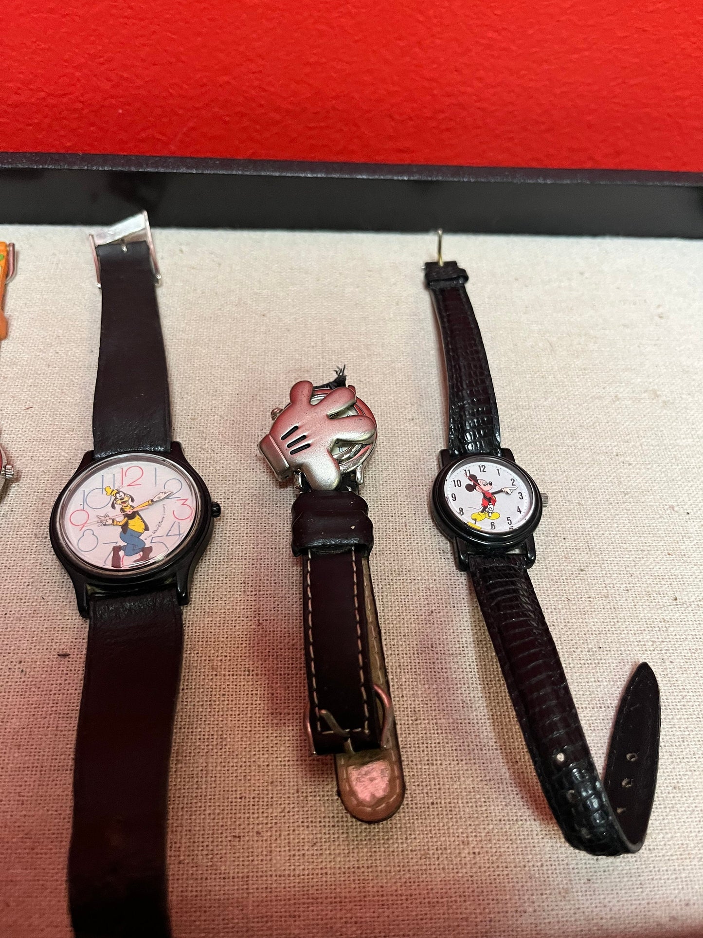 Five Disney watches   as is  final sale  perfect for tinkering or resale