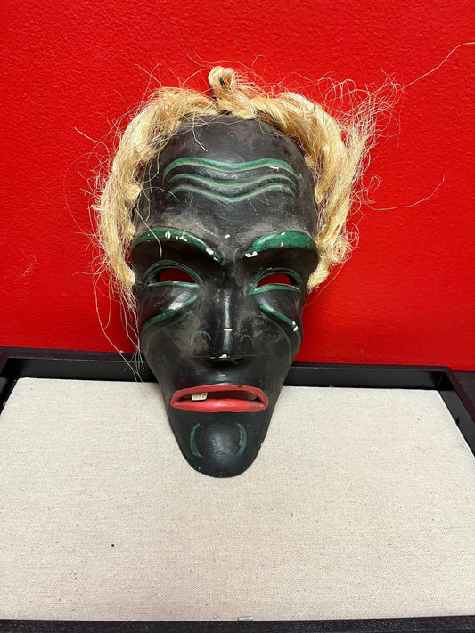 Crazy cool wooden and painted antique mask  9 inches high