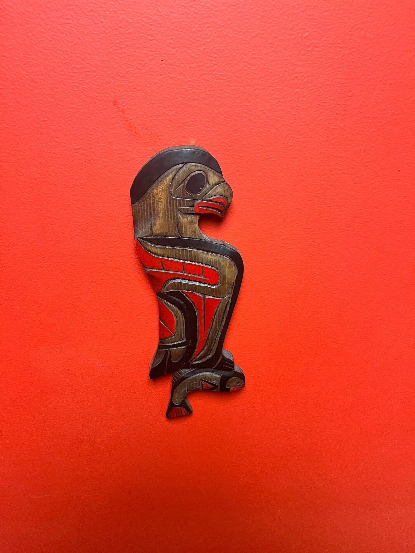 Stunning 12 inch tall eagle and salmon plaque    indigenous first nations Pacific Northwest coast  great detail, ready to hang