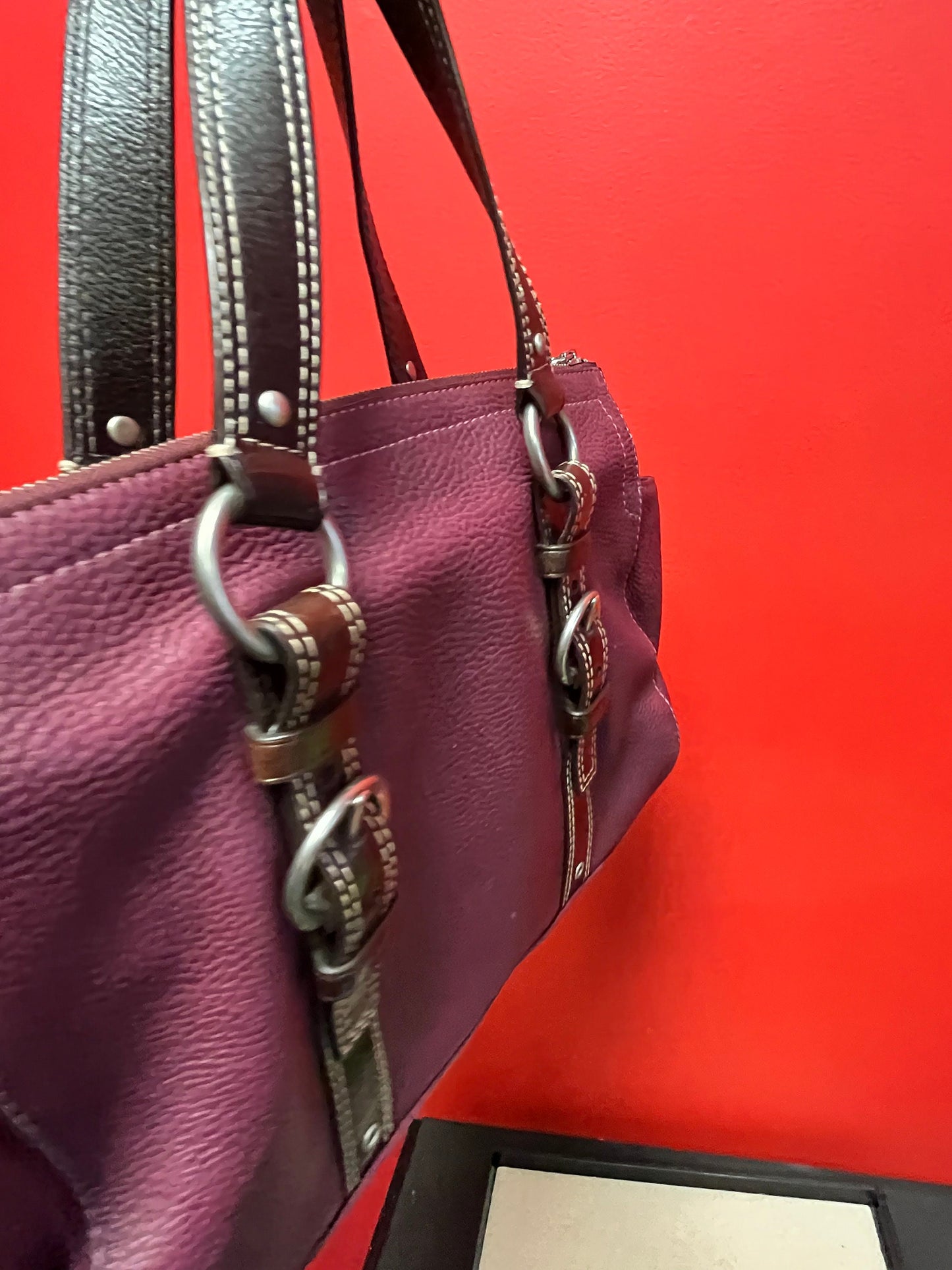 Fabulous authentic burgundy, leather like brand new Coach handbag  with the original serial number  wow  perfect gift  great price