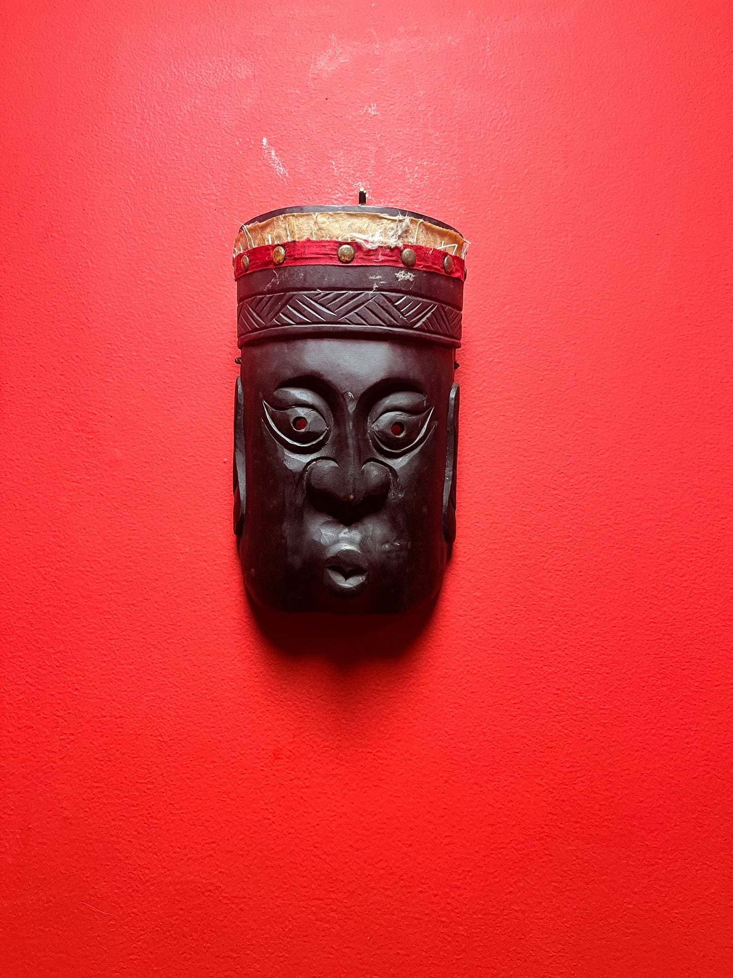 Cool old 9 inch wooden Asian mask   nice look