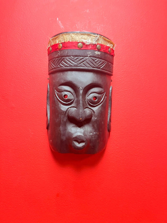 Cool old 9 inch wooden Asian mask   nice look