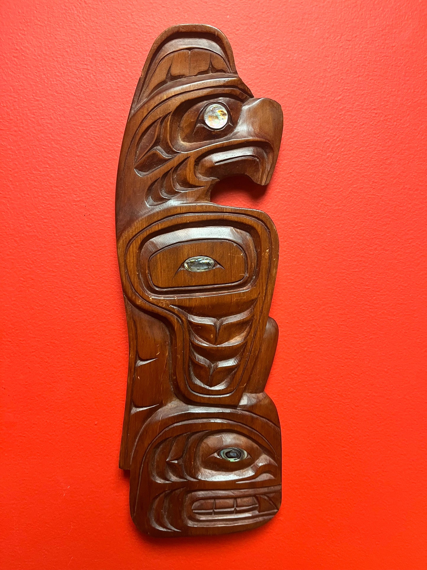 Stunning 16 x 5 Alfred Robertson transformation plaque  indigenous first nations Pacific northwest coast beauty  great detail