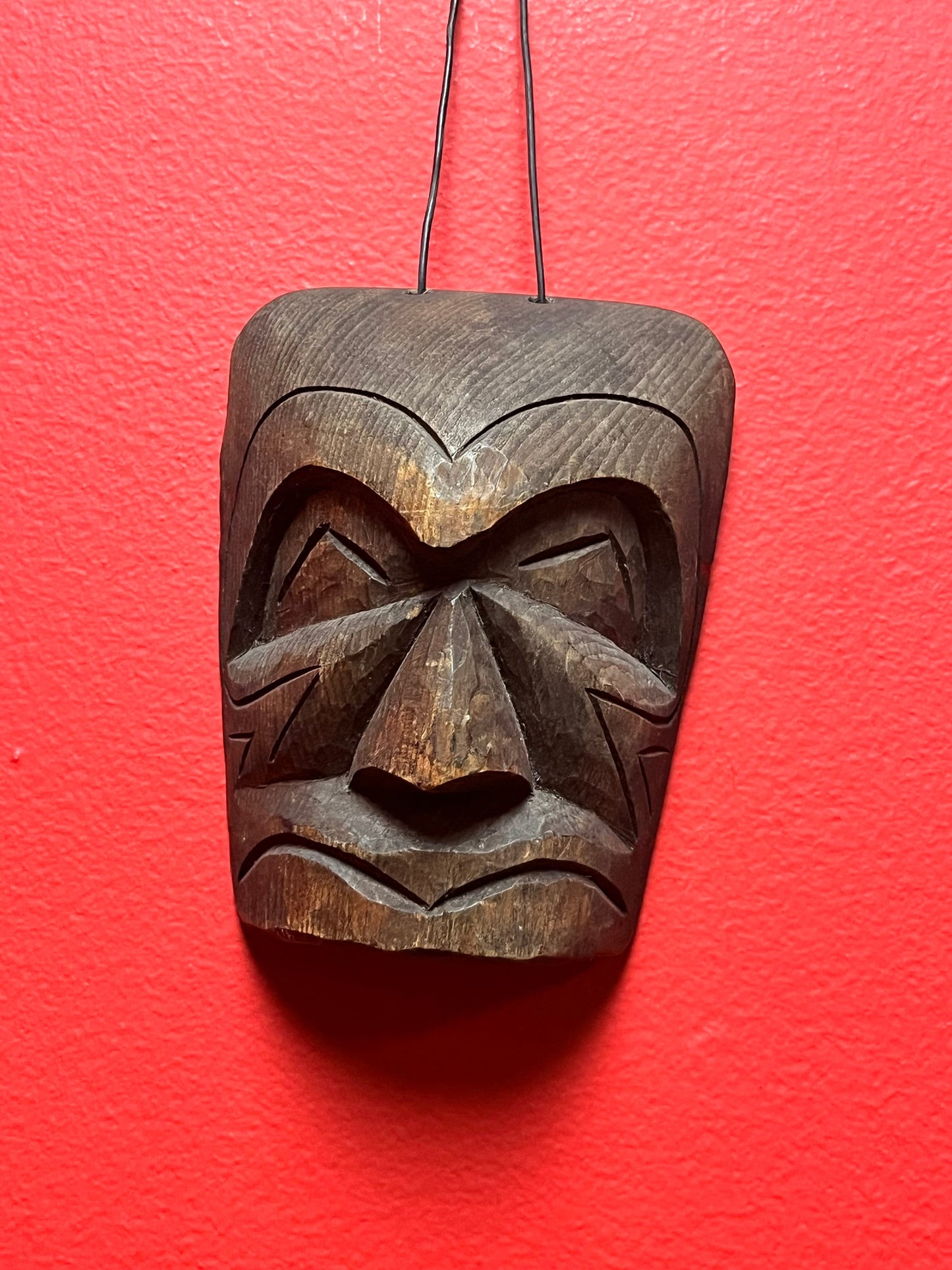 Older fabulous 5 x 4 wide indigenous first nations Pacific northwest coast unsigned mask ready to hang