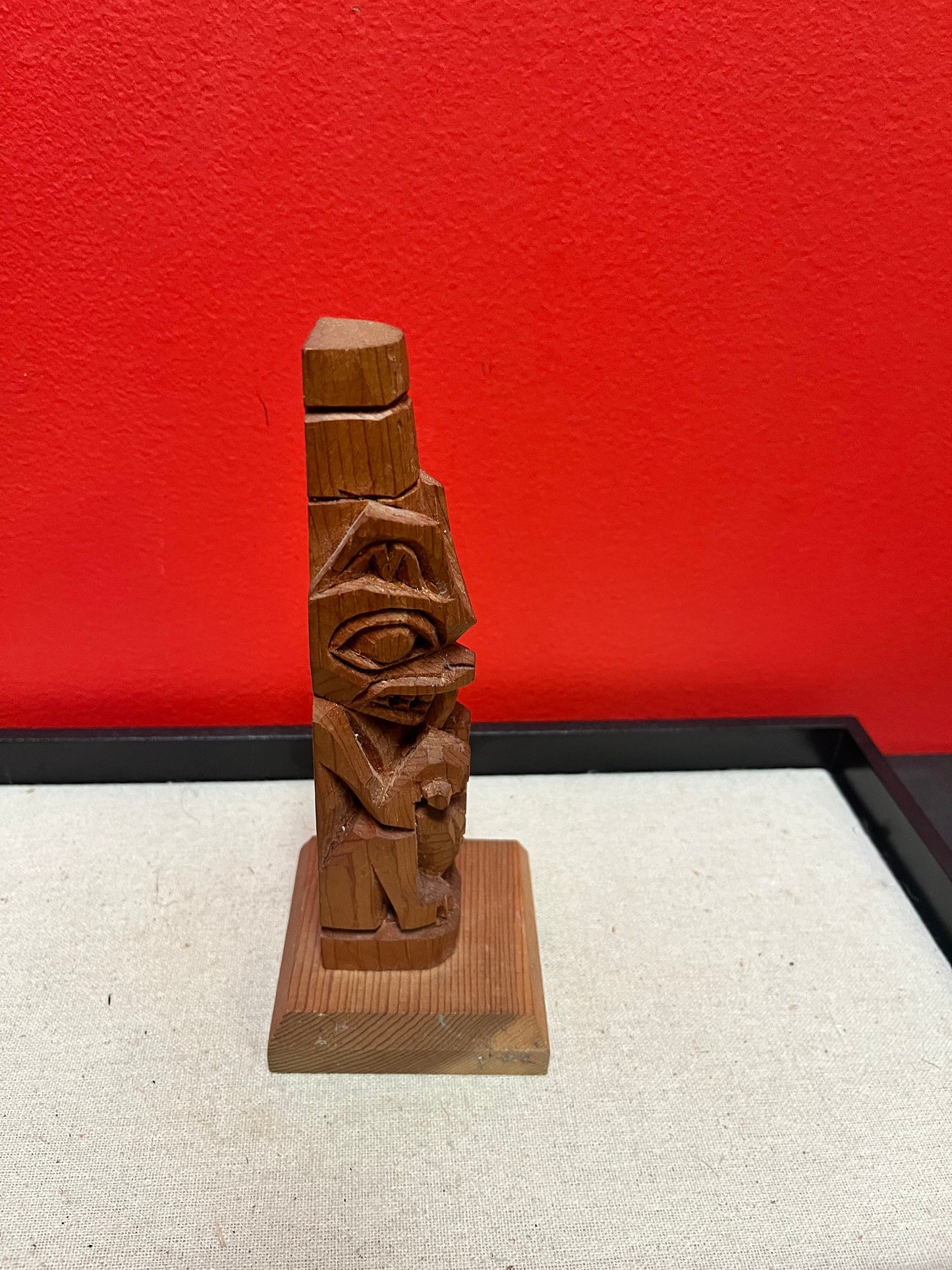 Lovely signed 8 inch tall indigenous first nations, Pacific Northwest coast totem pole  nice detail and imagery