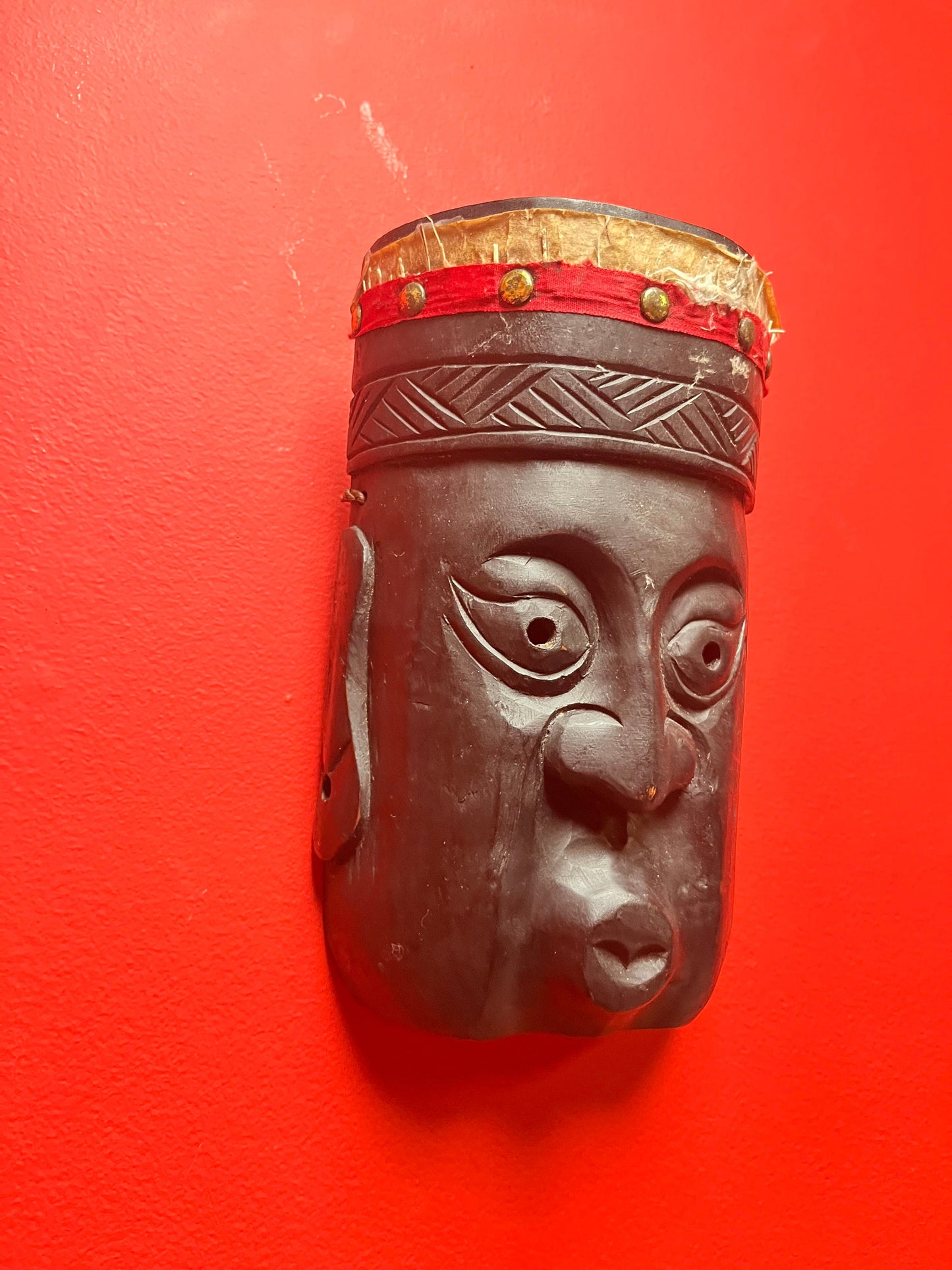 Cool old 9 inch wooden Asian mask   nice look