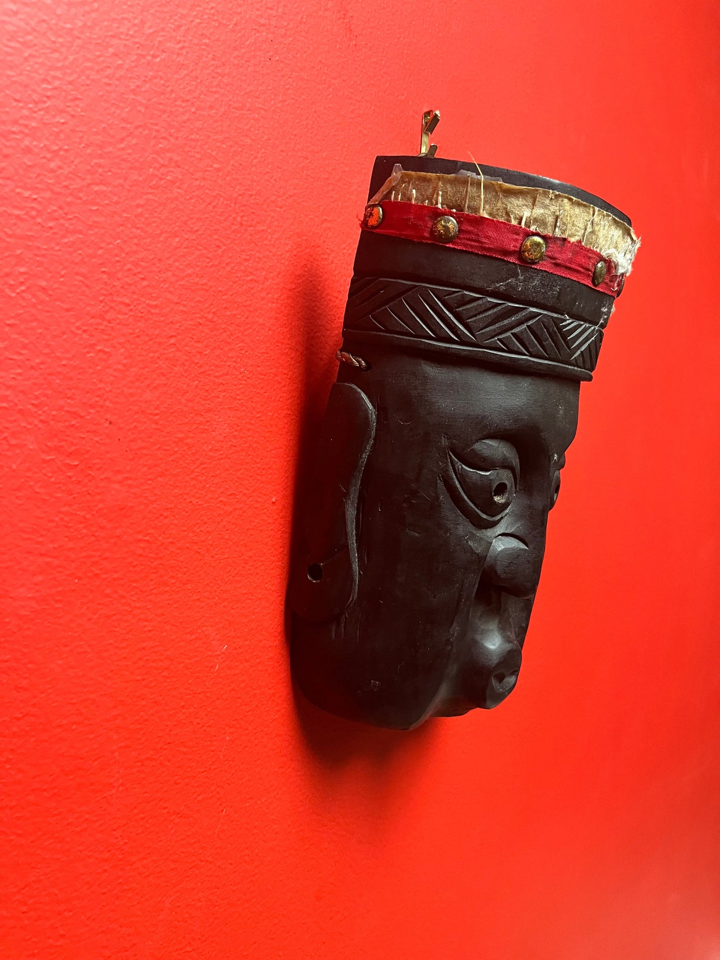 Cool old 9 inch wooden Asian mask   nice look