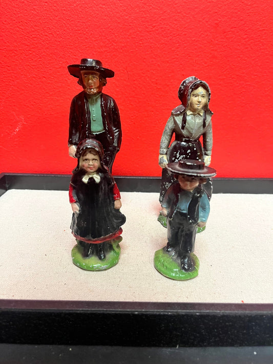 Fantastic American antique painted  cast-iron Amish family  not perfect condition great American history sold as a set - 3 to 5 each