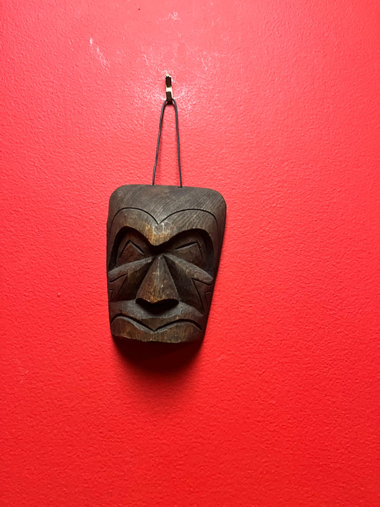 Older fabulous 5 x 4 wide indigenous first nations Pacific northwest coast unsigned mask ready to hang