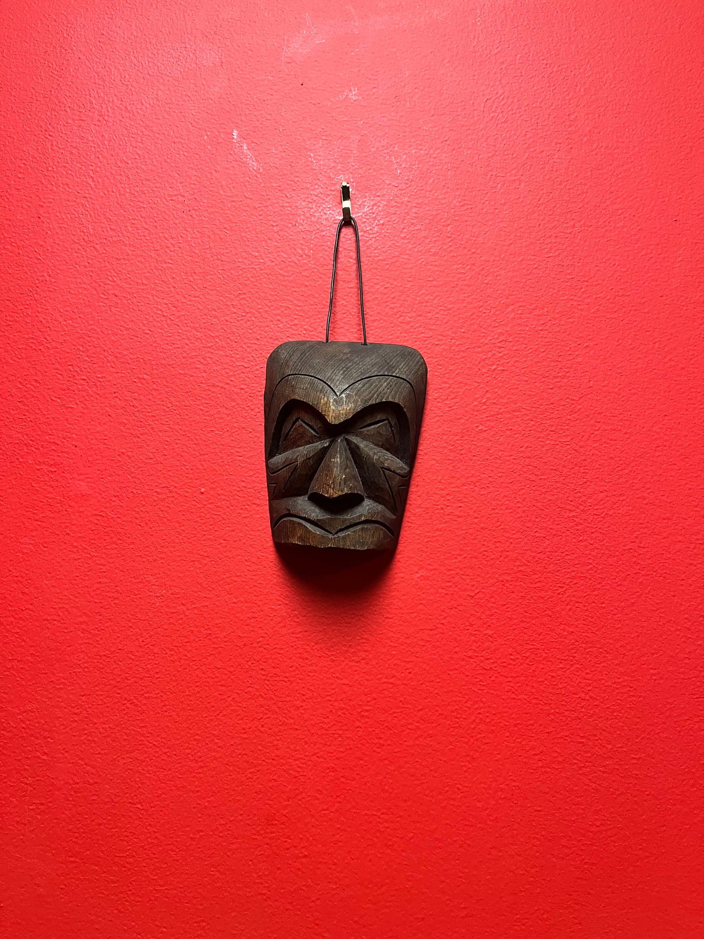 Older fabulous 5 x 4 wide indigenous first nations Pacific northwest coast unsigned mask ready to hang