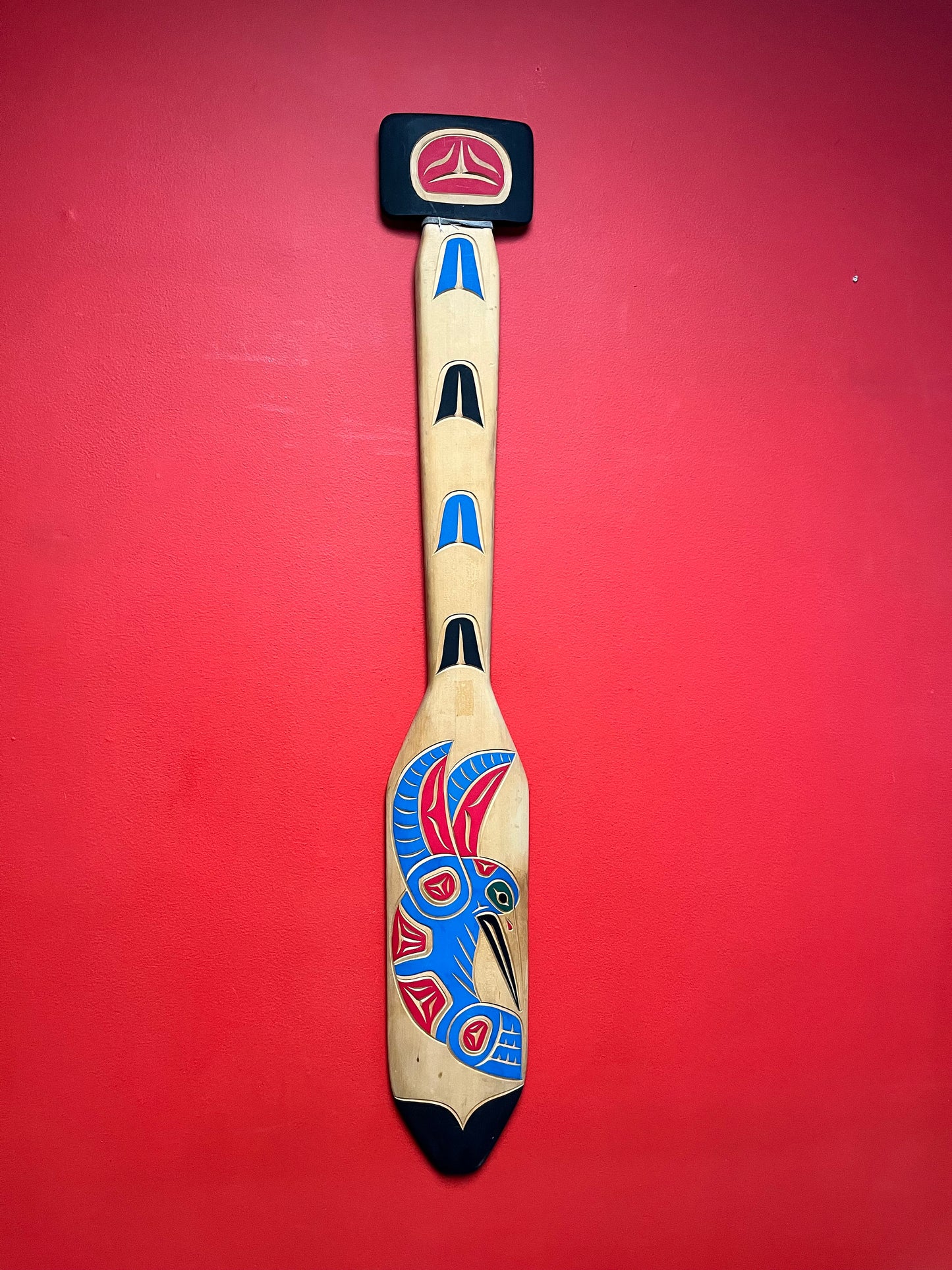 Stunning 41 inch long Sam Baker hummingbird paddle wow  indigenous first nations Pacific northwest coast beauty