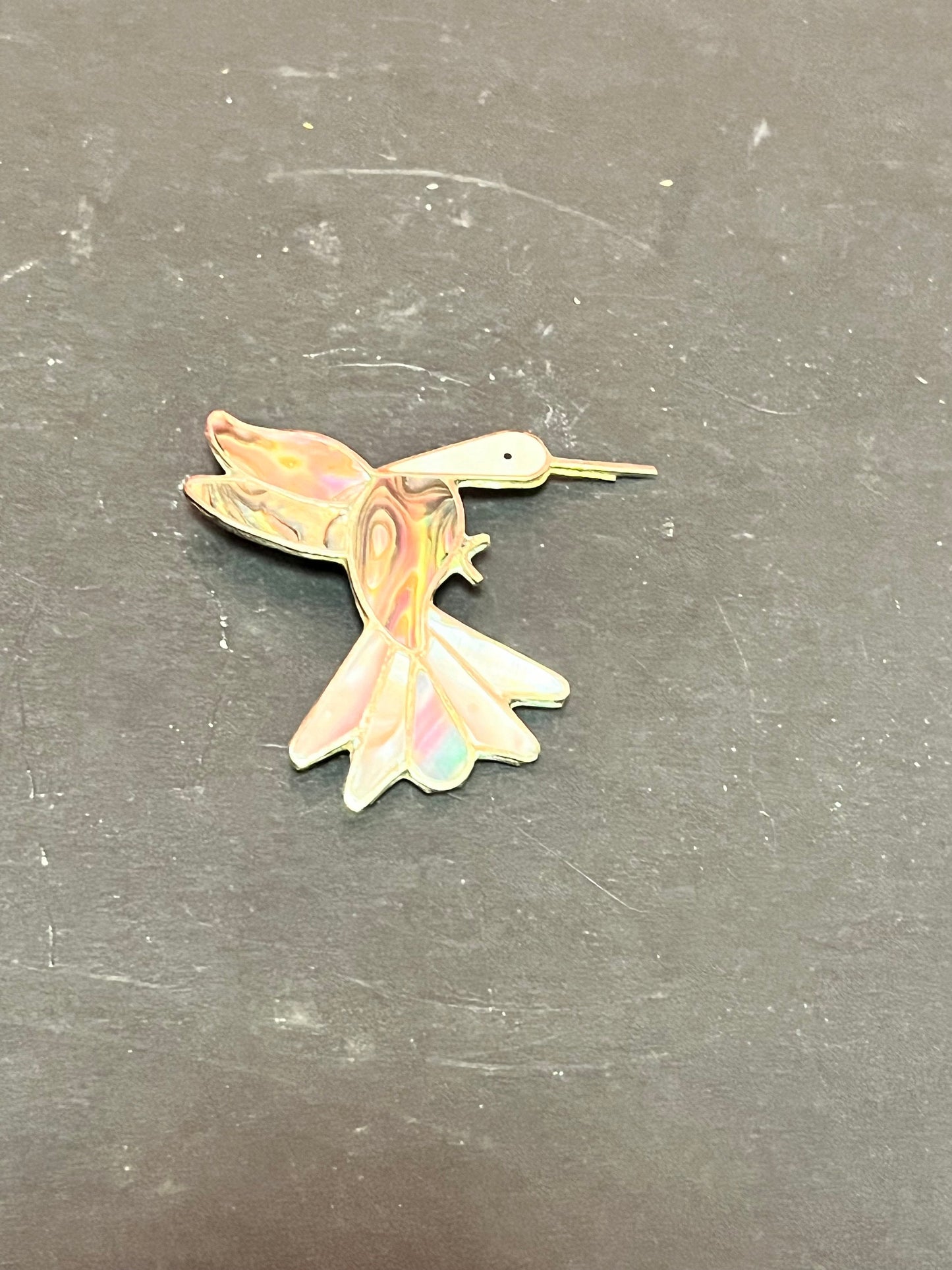 Lovely 2 inch silver and abalone Mexican hummingbird brooch