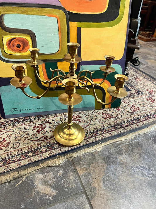 15 inch tall old brass candelabra  heavy and good quality  great look  perfect for the dining table  wow