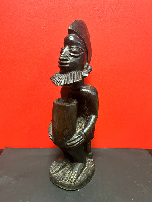 Stunning old African wooden statue of a man  18 inches in antique condition  wonderful patina, and great imagery