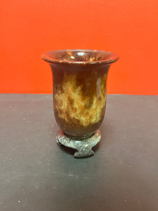 A  Stunning antique Chinese stone cup on Stone base  seems to be a ceremonial piece  amazing condition  fabulous colouring